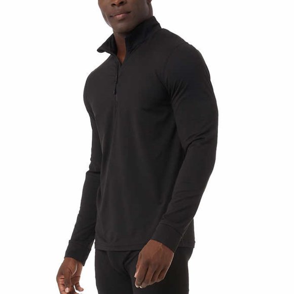 NWT 32 Degrees Heat Men's Quarter Zip Base Layer Long Sleeve Black $40 JK039 - Picture 2 of 4